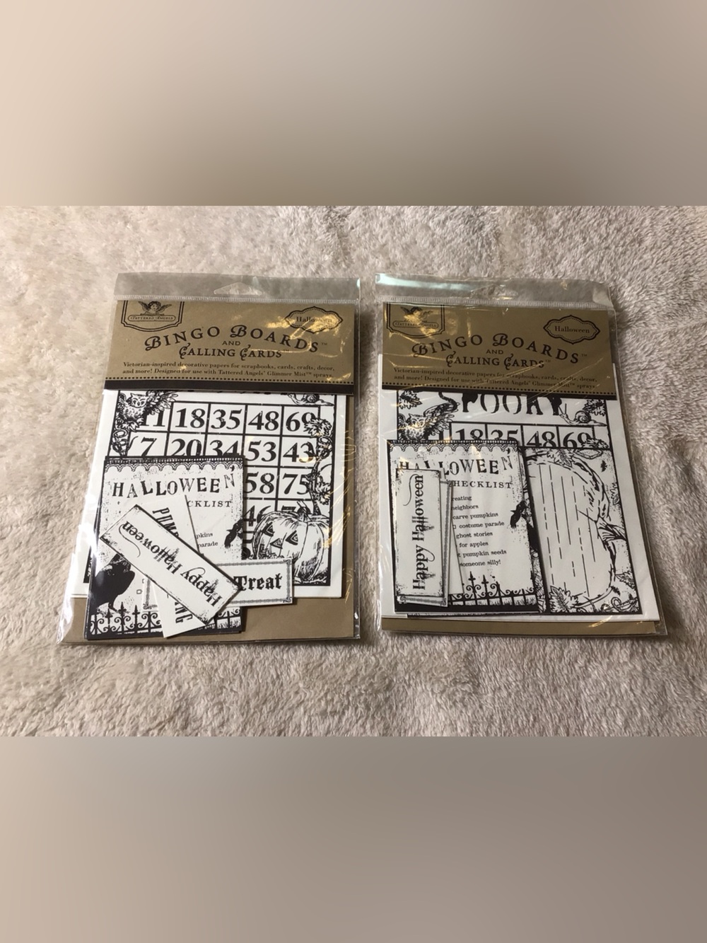 Halloween Bingo Boards & Calling Cards - Black and White